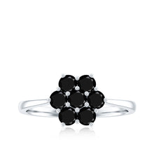 Load image into Gallery viewer, Genuine Black Onyx Flower Engagement Ring With Certificate