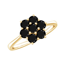Load image into Gallery viewer, Genuine Black Onyx Flower Engagement Ring With Certificate