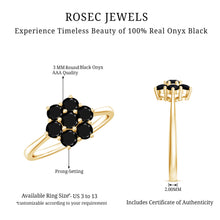 Load image into Gallery viewer, Genuine Black Onyx Flower Engagement Ring With Certificate