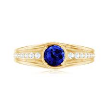 Load image into Gallery viewer, 1 CT Created Blue Sapphire and Diamond Classic Engagement Ring
