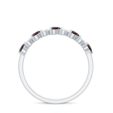 Load image into Gallery viewer, Natural Garnet Diamond Heart Eternity Ring in East West Style