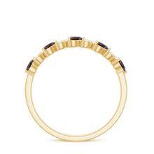 Load image into Gallery viewer, Natural Garnet Diamond Heart Eternity Ring in East West Style