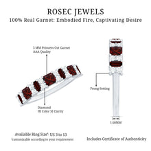 Load image into Gallery viewer, Natural Red Garnet Half Eternity Ring with Diamond
