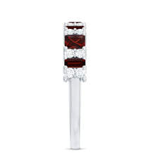 Load image into Gallery viewer, Natural Red Garnet Half Eternity Ring with Diamond