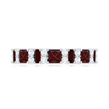 Load image into Gallery viewer, Natural Red Garnet Half Eternity Ring with Diamond