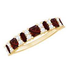 Load image into Gallery viewer, Natural Red Garnet Half Eternity Ring with Diamond