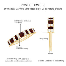 Load image into Gallery viewer, Natural Red Garnet Half Eternity Ring with Diamond