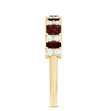 Load image into Gallery viewer, Natural Red Garnet Half Eternity Ring with Diamond