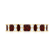 Load image into Gallery viewer, Natural Red Garnet Half Eternity Ring with Diamond