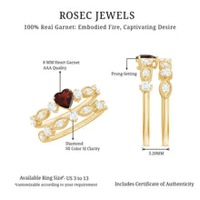 Load image into Gallery viewer, Natural Garnet Diamond Heart Engagement Ring with Wedding Band