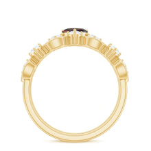 Load image into Gallery viewer, Natural Garnet Diamond Heart Engagement Ring with Wedding Band