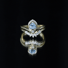 Load image into Gallery viewer, Real Swiss Blue Topaz Designer Engagement Ring With Enhancer