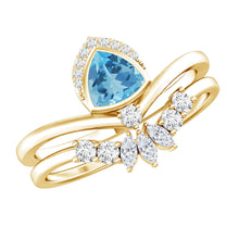 Load image into Gallery viewer, Real Swiss Blue Topaz Designer Engagement Ring With Enhancer