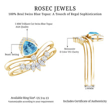 Load image into Gallery viewer, Real Swiss Blue Topaz Designer Engagement Ring With Enhancer