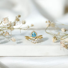 Load image into Gallery viewer, Real Swiss Blue Topaz Designer Engagement Ring With Enhancer