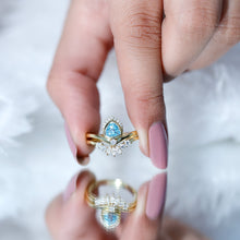 Load image into Gallery viewer, Real Swiss Blue Topaz Designer Engagement Ring With Enhancer