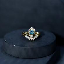 Load image into Gallery viewer, Real Swiss Blue Topaz Designer Engagement Ring With Enhancer