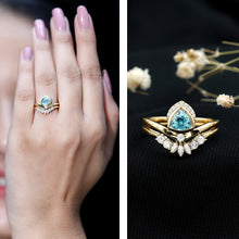 Load image into Gallery viewer, Real Swiss Blue Topaz Designer Engagement Ring With Enhancer