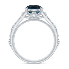 Load image into Gallery viewer, 8mm Round London Blue Topaz Vintage Engagement Ring with Certificate