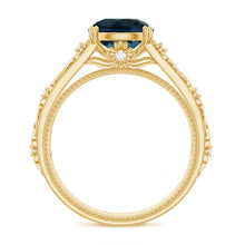 Load image into Gallery viewer, 8mm Round London Blue Topaz Vintage Engagement Ring with Certificate