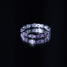 Load image into Gallery viewer, Natural Amethyst Eternity Wedding Band in Gold Plated Silver