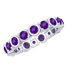 Load image into Gallery viewer, Natural Amethyst Eternity Wedding Band in Gold Plated Silver
