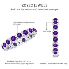 Load image into Gallery viewer, Natural Amethyst Eternity Wedding Band in Gold Plated Silver