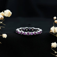 Load image into Gallery viewer, Natural Amethyst Eternity Wedding Band in Gold Plated Silver