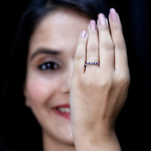 Load image into Gallery viewer, Natural Amethyst Eternity Wedding Band in Gold Plated Silver