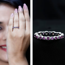 Load image into Gallery viewer, Natural Amethyst Eternity Wedding Band in Gold Plated Silver