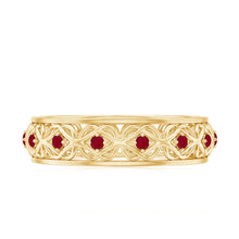 Load image into Gallery viewer, Natural Ruby Celtic Knot Wedding Band for Women