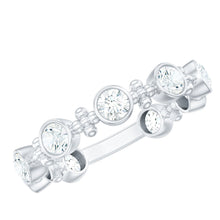 Load image into Gallery viewer, Certified Moissanite Stackable Wedding Band in Bezel Setting