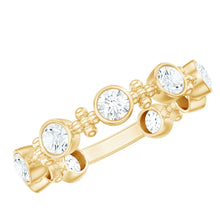 Load image into Gallery viewer, Certified Moissanite Stackable Wedding Band in Bezel Setting