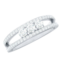 Load image into Gallery viewer, Certified Moissanite 3 Stone Anniversary Ring for Women