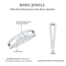 Load image into Gallery viewer, Certified Moissanite 3 Stone Anniversary Ring for Women
