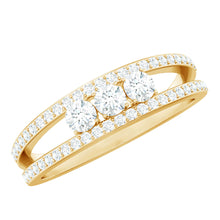 Load image into Gallery viewer, Certified Moissanite 3 Stone Anniversary Ring for Women