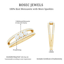 Load image into Gallery viewer, Certified Moissanite 3 Stone Anniversary Ring for Women