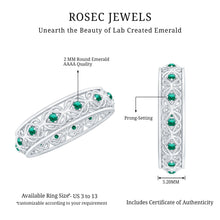 Load image into Gallery viewer, Vintage Looking Lab Grown Emerald Wedding Band for Women