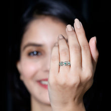Load image into Gallery viewer, Vintage Looking Lab Grown Emerald Wedding Band for Women