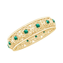 Load image into Gallery viewer, Vintage Looking Lab Grown Emerald Wedding Band for Women