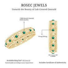 Load image into Gallery viewer, Vintage Looking Lab Grown Emerald Wedding Band for Women