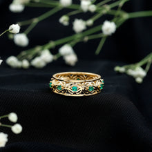 Load image into Gallery viewer, Vintage Looking Lab Grown Emerald Wedding Band for Women