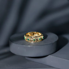 Load image into Gallery viewer, Vintage Looking Lab Grown Emerald Wedding Band for Women