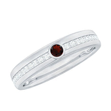 Load image into Gallery viewer, Natural Garnet Diamond Wide Wedding Band
