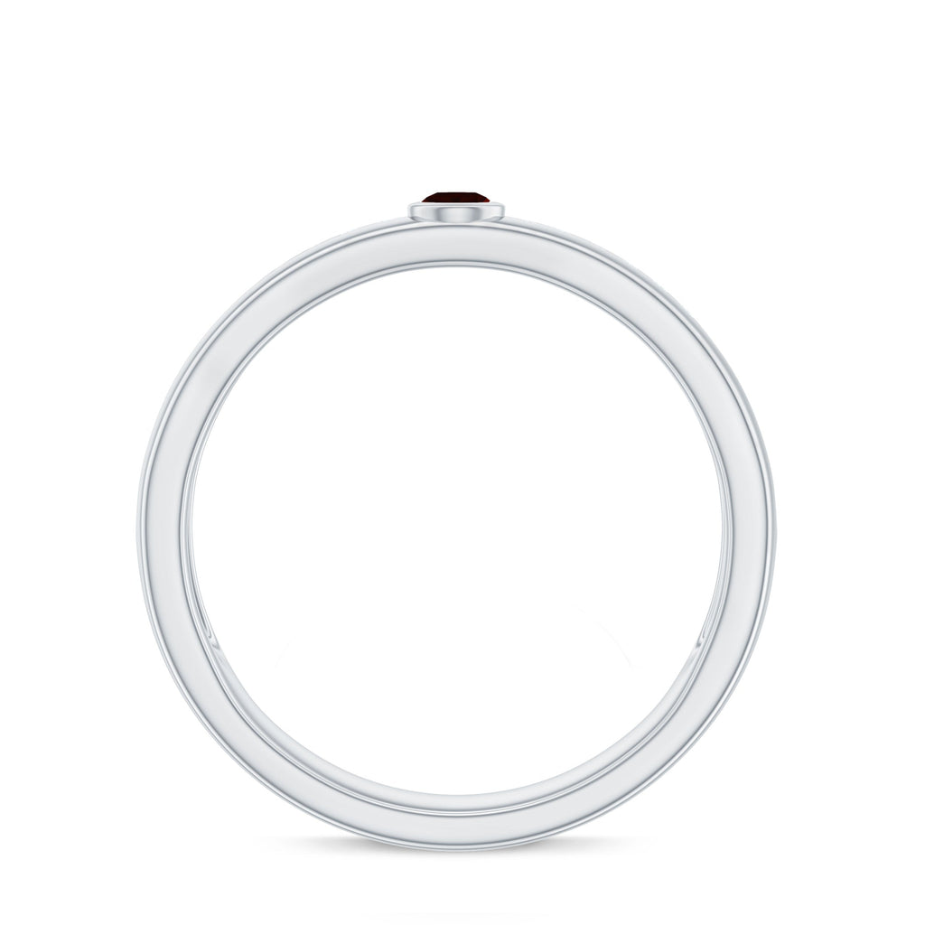 Natural Garnet Diamond Wide Wedding Band
