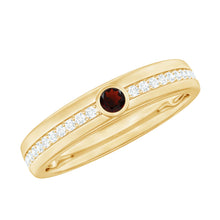 Load image into Gallery viewer, Natural Garnet Diamond Wide Wedding Band