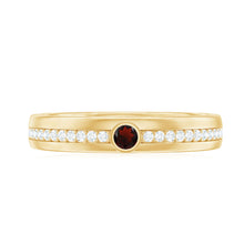 Load image into Gallery viewer, Natural Garnet Diamond Wide Wedding Band