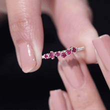 Load image into Gallery viewer, Lab Grown Ruby and Diamond Half Eternity Ring