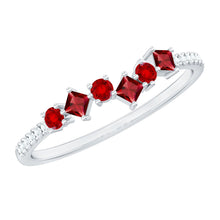 Load image into Gallery viewer, Lab Grown Ruby and Diamond Half Eternity Ring