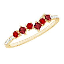 Load image into Gallery viewer, Lab Grown Ruby and Diamond Half Eternity Ring